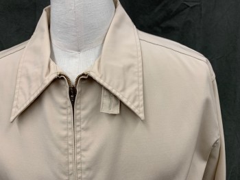 Mens, Jacket, MCGREGOR, Tan Brown, Polyester, Solid, 46, Rain Jacket, Zip Front, Collar Attached, 2 Pockets, Long Sleeves, Button Cuff, Elastic Back Waistband Panels, Pleated Back Yoke,