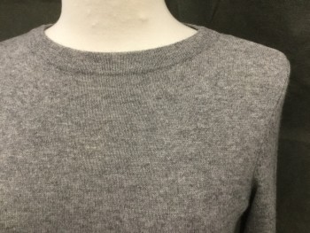 Womens, Pullover, TALBOTS, Heather Gray, Cashmere, XS, Ribbed Knit CN, 3/4 Sleeve, Ribbed Knit Waistband/Cuff