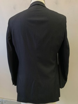 KENNETH COLE, Charcoal Gray, Polyester, Solid, 2 Button, Flap Pockets, Double Vent