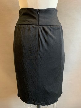 Womens, Skirt, Mary Ann Restivo, Black, Rayon, Solid, H36, W26, Waist Band with Bow Detail, Side Pockets, Back Zipper,