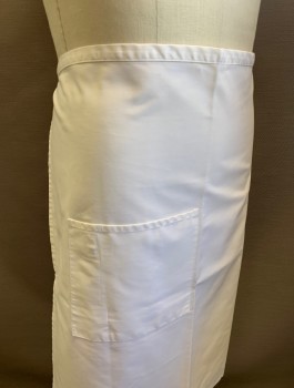 CHEF WORKS, White, Poly/Cotton, Solid, Twill, 1 Square Patch Pocket with Smaller Rectangular Pocket for Pens/Pencils, Self Ties at Waist