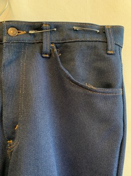 Mens, Jeans, LEVI'S , Dk Blue, Polyester, Solid, 2 Color Weave, 34/32, 4 Pockets, Zip Fly, Bttn. Closure, Belt Loops,