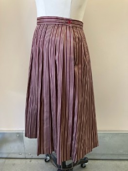 Womens, Skirt, N/L, W: 28, Wine/ Brown, Vertical Stripes, Pleated, Side Zip
