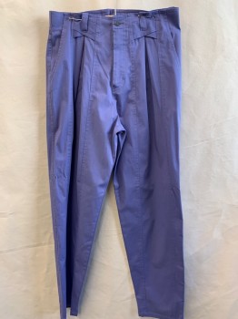 MTO, Periwinkle Blue, Polyester, Cotton, Solid, Reproduction 80s, High Waist, Zip Front, Box Pleat, 3 Pockets, Center Back, Gusset