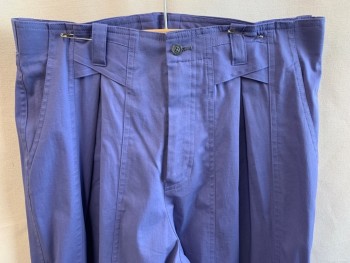 Mens, Pants, MTO, Periwinkle Blue, Polyester, Cotton, Solid, I31, W34, Reproduction 80s, High Waist, Zip Front, Box Pleat, 3 Pockets, Center Back, Gusset