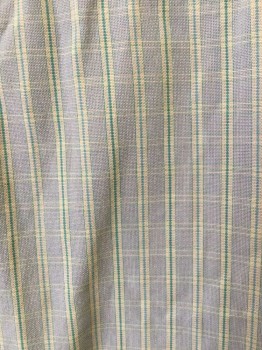 Childrens, Shirt 1890s-1910s, NL, Lt Gray, Lemon Yellow, Emerald Green, Poly/Cotton, Plaid, 32, 13, Boys Dress Shirt, Check Plaid . Long Sleeves, Collar Band, Button Front,