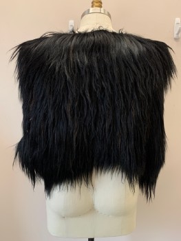 Mens, Vest, MTO, Black, Brown, Fur, Leather, OS, Sleeveless, Open Front, Full Long Fur, Made To Order,