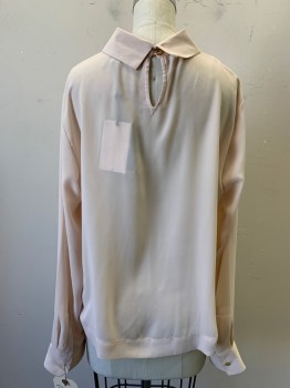 DKNY, Blush Pink, Polyester, Solid, Novelty Collar Attached, Long Sleeves,