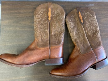 Mens, Cowboy Boots , TONY LAMA, Brown, Dk Brown, Leather, 12, Top Stitched Shaft