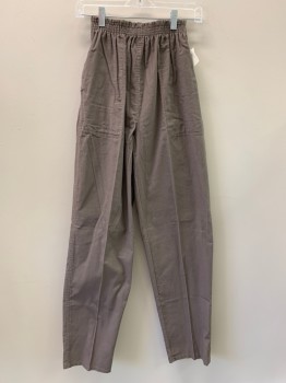 THE TALBOTS, Putty/Khaki Gray, Cotton, Polyester, Solid, Elastic Waist Band, Side Pockets, Corduroy Texture