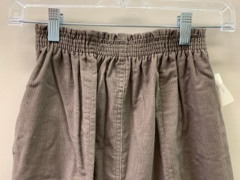 Womens, Pants, THE TALBOTS, Putty/Khaki Gray, Cotton, Polyester, Solid, W24, Elastic Waist Band, Side Pockets, Corduroy Texture