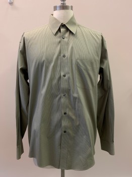 JOSEPH FEISS, Beige, White, Polyester, Cotton, 2 Color Weave, L/S, Button Front, Collar Attached, Chest Pocket