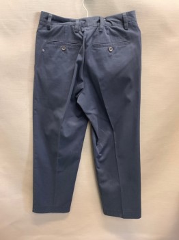 DOCKERS, Navy Blue, Poly/Cotton, Slant Pockets, Zip Front, Pleated Front, 2 Back Welt Pockets