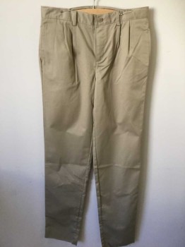 Childrens, Pants, LAND'S END KIDS, Khaki Brown, Cotton, Polyester, Solid, 18, Double Pleats, Twill