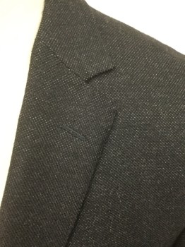 Mens, Sportcoat/Blazer, Z ZEGNA, Charcoal Gray, Wool, Birds Eye Weave, 44R, Single Breasted, Collar Attached, Notched Lapel, 3 Pockets
