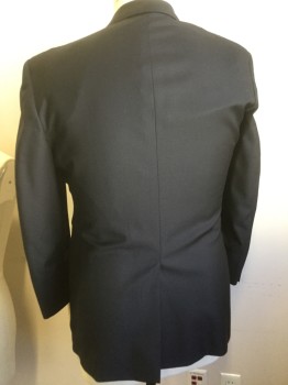 Mens, Blazer/Sport Co, BROOKS BROTHERS, Midnight Blue, Wool, Solid, 44 R, 2 Buttons,  Notched Lapel, 3 Pockets,