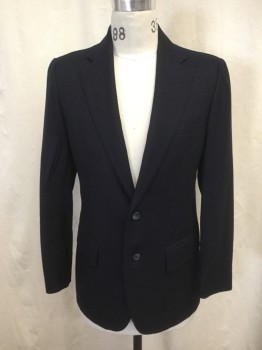 ST. GEORGE, Navy Blue, White, Wool, Stripes - Pin, Single Breasted, Collar Attached, Notched Lapel, 3 Pockets, 2 Buttons,  Long Sleeves