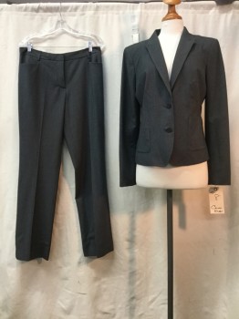 CALVIN KLEIN, Heather Gray, White, Polyester, Rayon, Stripes - Pin, Peaked Lapel, 2 Buttons,  3 Pockets,