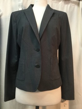 Womens, Suit, Jacket, CALVIN KLEIN, Heather Gray, White, Polyester, Rayon, Stripes - Pin, 8, Peaked Lapel, 2 Buttons,  3 Pockets,