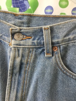 Mens, Shorts, LEVI'S, Denim Blue, Cotton, Solid, W:32, Light Wash Denim Jorts, 5 Pockets, Zip Fly, 9" Inseam
