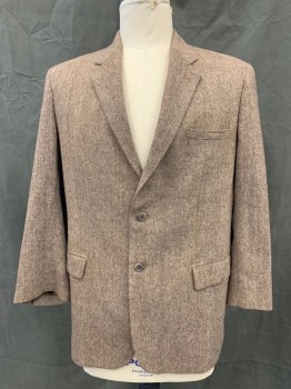 Mens, 1940s Vintage, Suit, Jacket, MTO, Brown, Cream, Dk Brown, Wool, Tweed, 36/31, 44R, Single Breasted, Collar Attached, Notched Lapel, 3 Pockets, Long Sleeves,