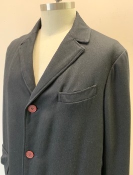 N/L MTO, Black, Wool, Solid, Heavy Wool, Single Breasted, Notched Lapel, 3 Buttons, 3 Pockets, Made To Order
