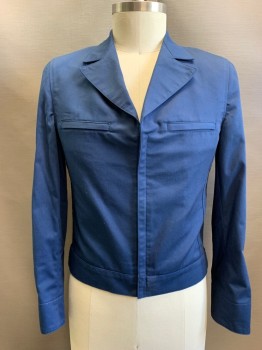 Mens, Fire/Police Jacket, NO LABEL, Navy Blue, Cotton, C: 40, Collar Attached, Zip Front, 2 Pockets, Long Sleeves, Black Elastic Rib Knit Waist Sides