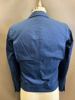 Mens, Fire/Police Jacket, NO LABEL, Navy Blue, Cotton, C: 40, Collar Attached, Zip Front, 2 Pockets, Long Sleeves, Black Elastic Rib Knit Waist Sides
