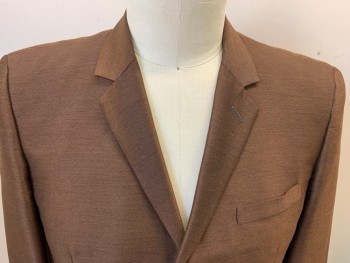 GEORG REIF, Bronze Metallic, Wool, Solid, 2 Buttons,  Notched Lapel, 3 Pockets,