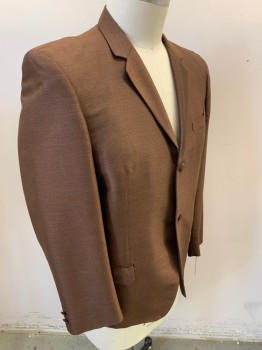 GEORG REIF, Bronze Metallic, Wool, Solid, 2 Buttons,  Notched Lapel, 3 Pockets,