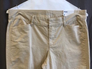 Womens, Pants, OLD NAVY, Khaki Brown, Cotton, Spandex, Solid, 6, 1.5" Waistband with Belt Hoops, Flat Front, Zip Front, 4 Pockets