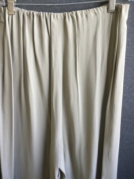 Womens, 1930s Vintage, Piece 2, MTO, Taupe, Black, Rayon, Solid, Grid , I32, W27, Pointed Front Yoke, Elastic Back Waistband, Wide Leg Flared, Pajama Bottom, Lounge Wear