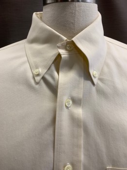 BROOKS BROTHERS, Beige, Cotton, C.A., Button Down Collar, Button Front, L/S, 1 Pocket