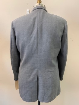 STAFFORD, Gray, Wool, Solid, 2 Buttons, Single Breasted, Notched Lapel, 3 Pockets