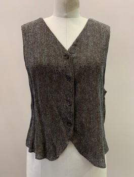 Womens, Sweater Vest, MAX STUDIOS, Brown, Black, Gray, Rayon, Polyester, Stripes, 2, Sleeveless, Button Front, V Neck,