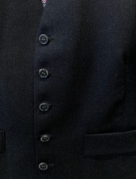 Mens, 1970s Vintage, Suit, Vest, LUCASINI, Charcoal Gray, Wool, Solid, 39, 5 Button, 2 Pocket,