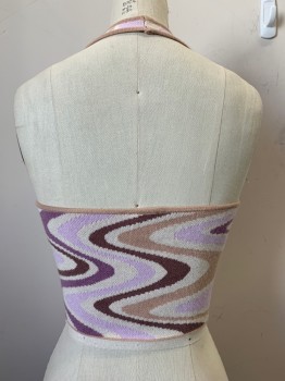 Womens, Top, Princess Poly, Beige, Lilac Purple, Purple, Cream, Brown, Viscose, Polyester, Swirl , XS, Low Cut Neck, Cropped