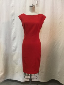 Womens, Dress, Sleeveless, MAEVE, Red, Synthetic, Cotton, Solid, [, 2, Red, Round Neck,  Sleeveless, V Back with Strap