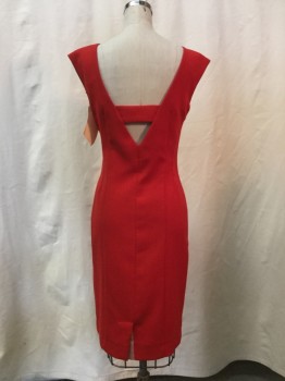 Womens, Dress, Sleeveless, MAEVE, Red, Synthetic, Cotton, Solid, [, 2, Red, Round Neck,  Sleeveless, V Back with Strap