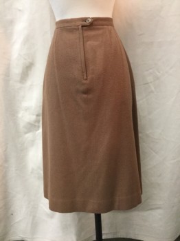 Womens, Skirt, CHRISTIAN BROOKS, Lt Brown, Wool, Solid, 26W, Lined, Back Zipper, Straight, Gathers at Hip