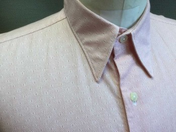 Mens, Dress Shirt, DOMETAKIS, White, Rose Pink, Cotton, Geometric, Floral, 34, 15, Button Front, Collar Attached, Long Sleeves, Made To Order, Multiple