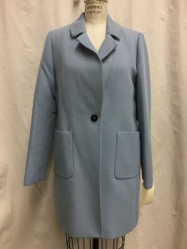 HOBBS, Baby Blue, Wool, Synthetic, Solid, Baby Blue, Notched Lapel, 1 Button, 2 Pockets,