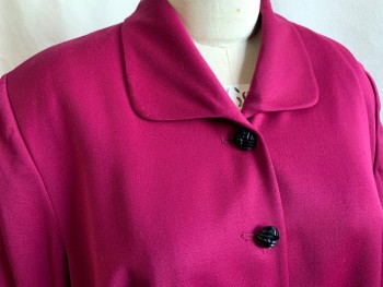 SAVILLE, Cranberry Red, Wool, Solid, Single Breasted, Rounded Shawl Collar, 5 Black Textured Buttons, 2 Flap Pockets