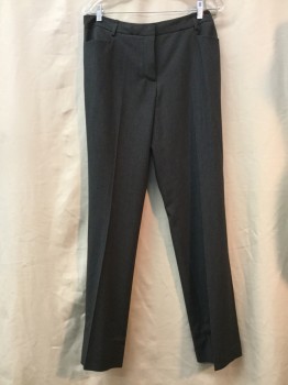 Womens, Suit, Pants, CALVIN KLEIN, Heather Gray, White, Polyester, Rayon, Stripes - Pin, 8, Flat Front, 2 Pockets,