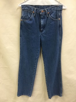 Womens, Jeans, WRANGLER, Blue, Cotton, Solid, 28, Blue Denim, Zip Front, 5 Pockets
