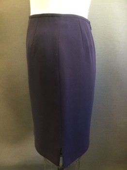N/L, Aubergine Purple, Polyester, Solid, Side Slits on at Hem, Center Back Zipper, Narrow Waistband, Crepe