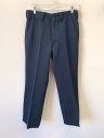 Mens, 1970s Vintage, Suit, Pants, N/L, Navy Blue, Polyester, Solid, In:29+, W:31, Ribbed Texture, Flat Front, Zip Fly, 3/4" Wide Belt Loops, 4 Pockets,
