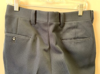 N/L, Navy Blue, Polyester, Solid, Ribbed Texture, Flat Front, Zip Fly, 3/4" Wide Belt Loops, 4 Pockets,