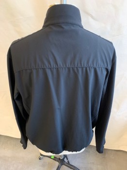 Mens, Casual Jacket, VICTORINOX, Black, Polyester, Nylon, Solid, 2XL, Collar Attached, Zip Front, 3 Vertical Pockets with Zipper, Long Sleeves with Zipper at Cuffs and Elastic D-string Hem