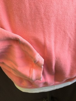 I CAN TOO, Neon Orange, Cotton, Solid, Ribbed Crew Neck, Long Sleeves Cuff & Hem